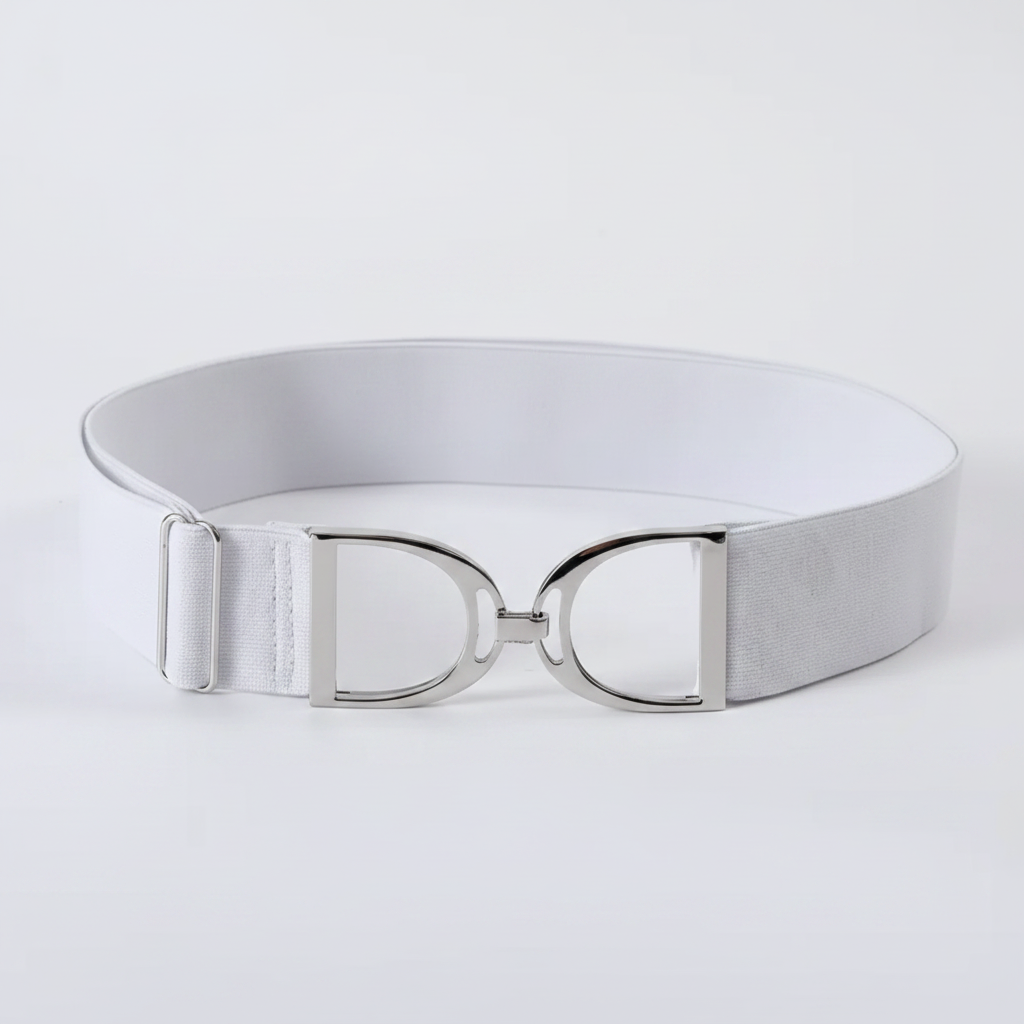 Elastische riem met zilveren gesp