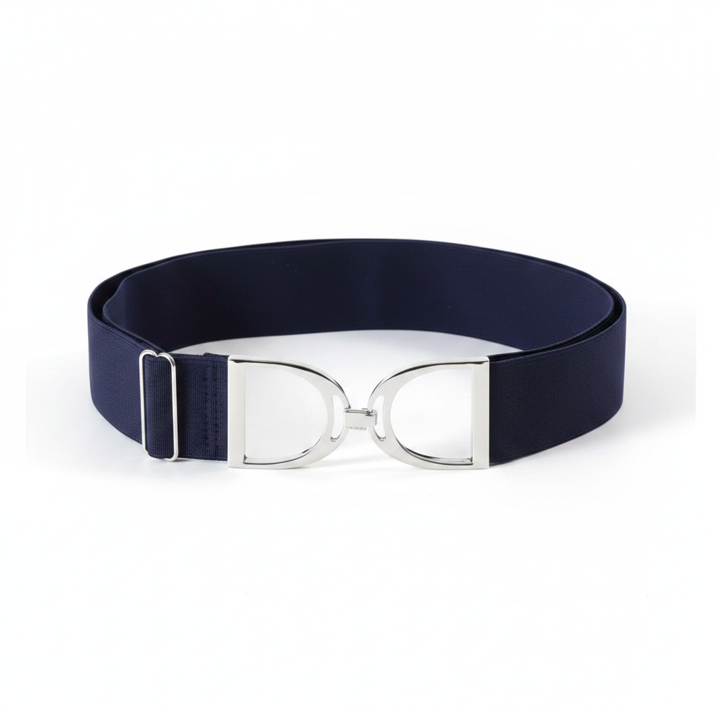 Elastische riem met zilveren gesp
