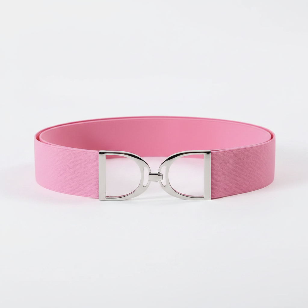 Elastische riem met zilveren gesp