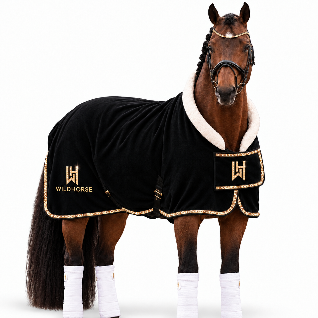WildHorse-verkoopfoto zonder gouden glitters langs de witte bontrand