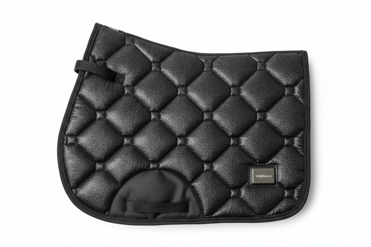 WildHorse Zwart Glitter Zadeldek - Professionele Productfoto